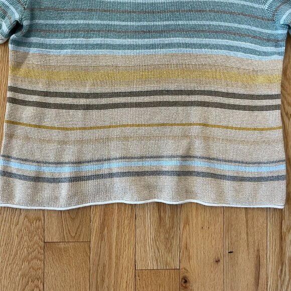 $5 ship! Pendleton knit short-sleeve striped pullover sweater tee - Size L - Picture 7 of 7